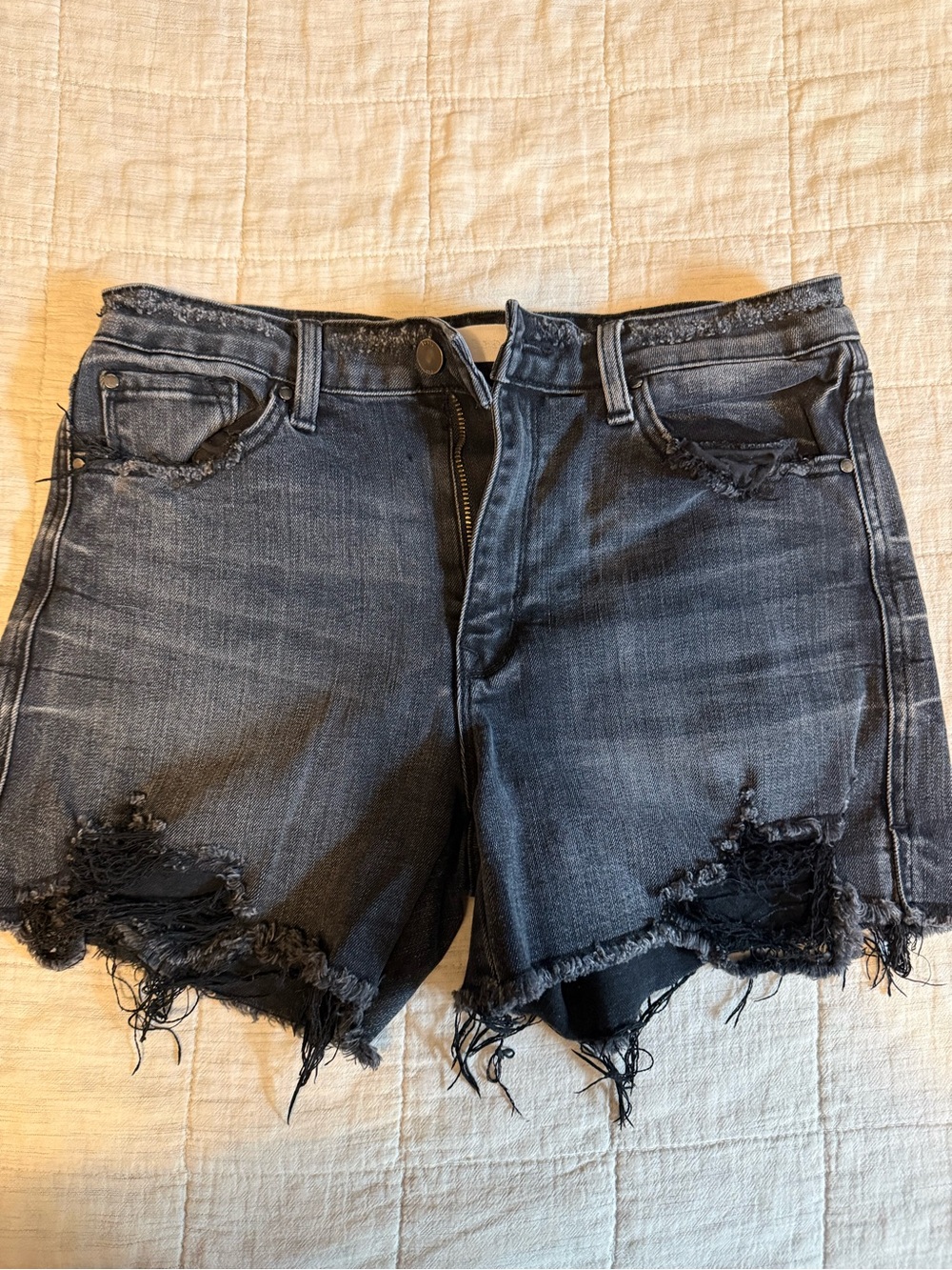 Women's Distressed Black Jean Shorts
